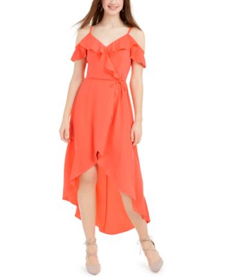 macy's red high low dress