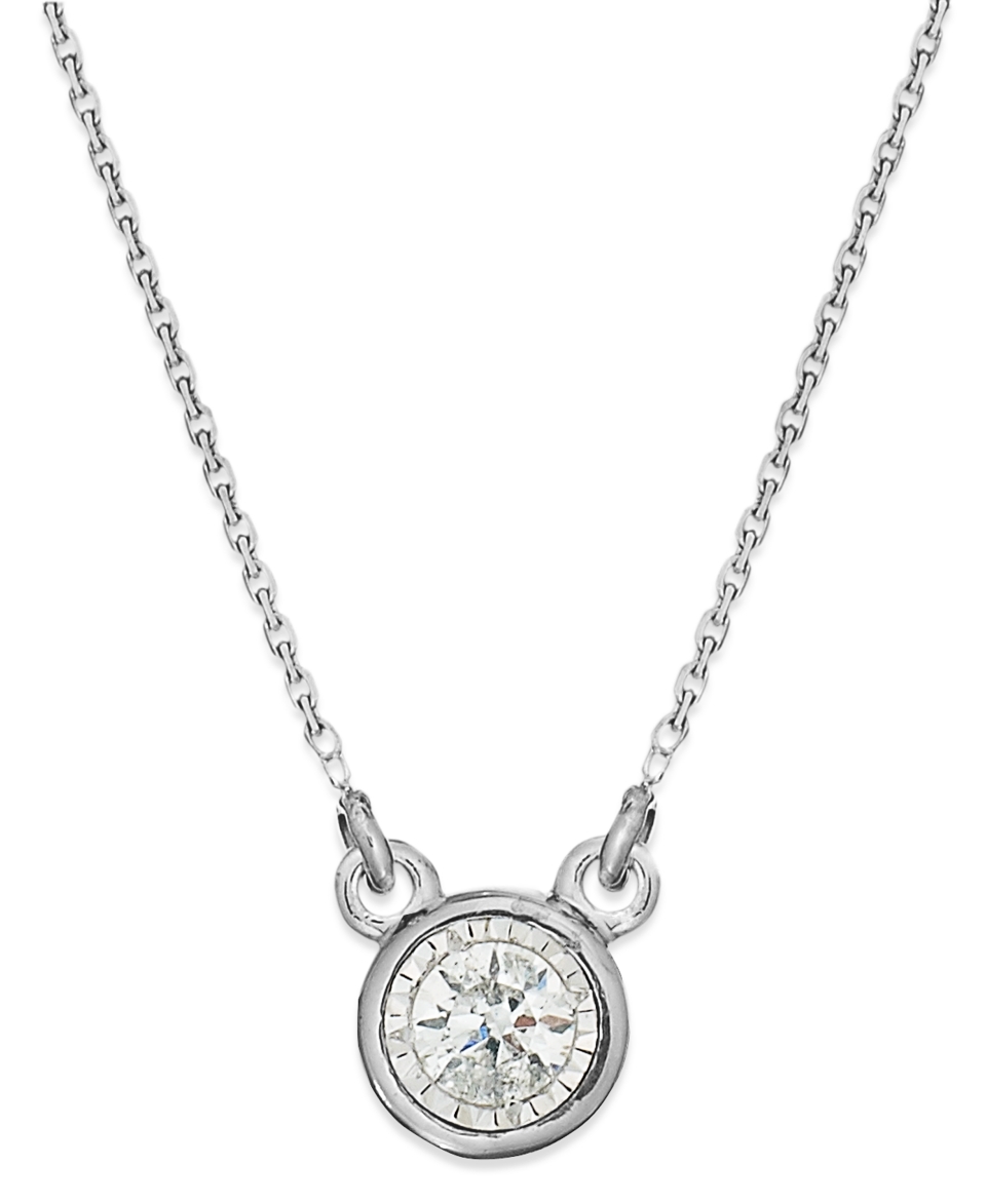 TruMiracle Diamond Necklace, 10k White Gold Diamond Bezel Pendant (1/10 ct. t.w.)   Necklaces   Jewelry & Watches