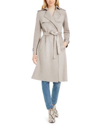 macy's black trench coat womens