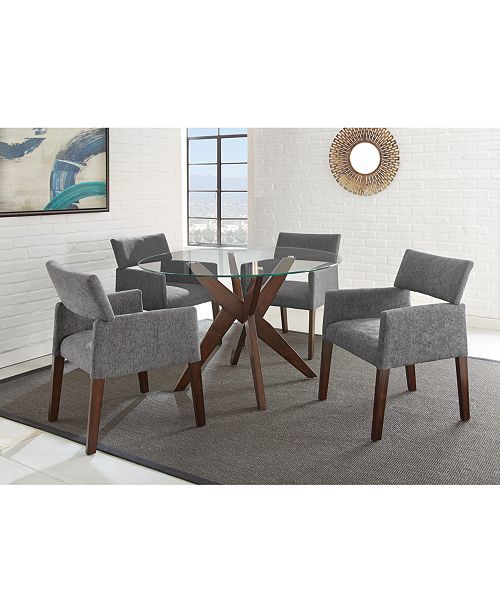 Steve Silver Amy 5 Pc Dining Set Round Glass Table 4 Side Chairs In Gray Reviews Furniture Macy S