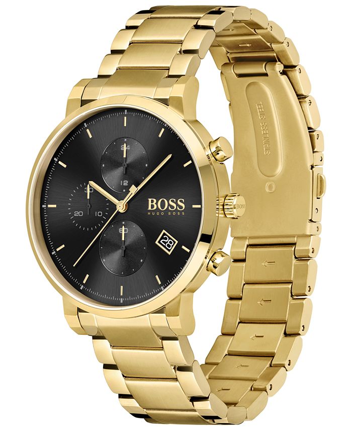 BOSS Men's Chronograph Integrity Gold-Tone Stainless Steel Bracelet ...