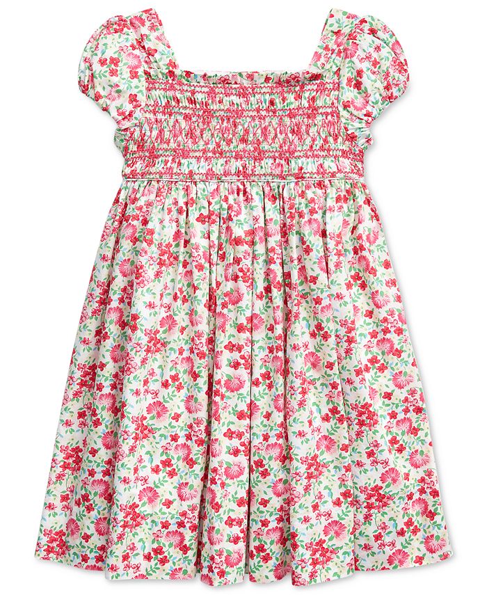 ralph lauren floral smocked cotton dress