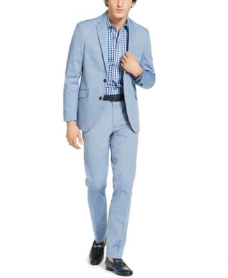 blue chambray suit