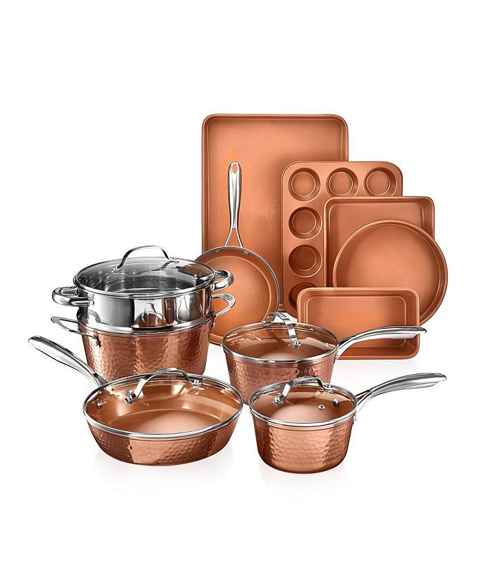Gotham Steel Hammered 15Pc. Complete Cookware and Bakeware Set