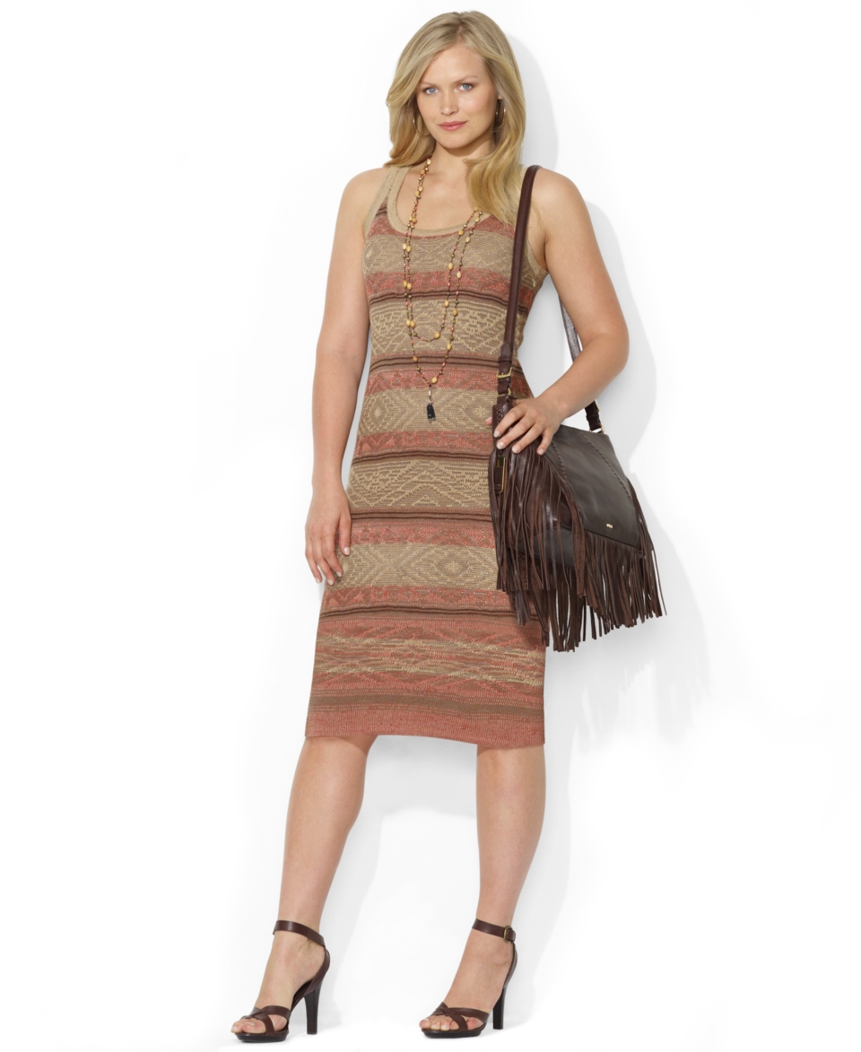 Lauren Ralph Lauren Plus Size Sleeveless Striped Linen Dress   Dresses   Plus Sizes