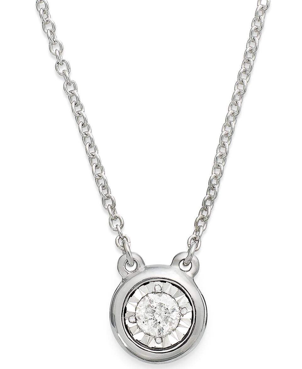 Diamond Necklace, Sterling Silver Diamond Illusion Pendant (1/10 ct. t.w.)   Necklaces   Jewelry & Watches