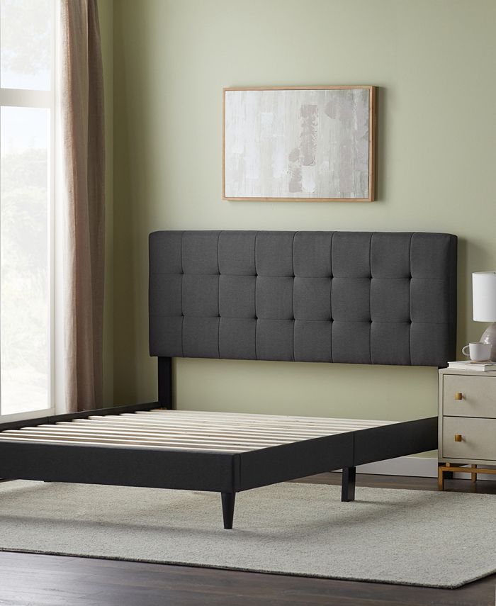 Dream Collection Upholstered Platform Bed Frame With Square Tufted Headboard King Reviews Furniture Macy S