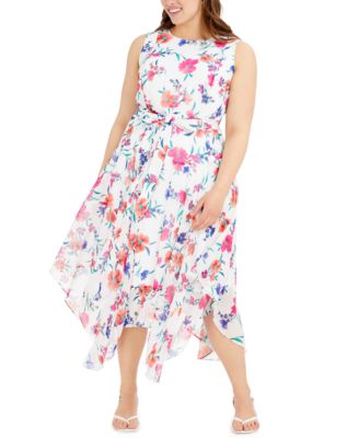 calvin klein floral print midi dress