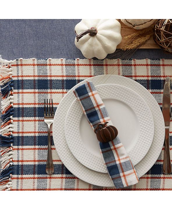 Design Imports Autumn Farmhouse Plaid Placemat and Napkin, Set of 7