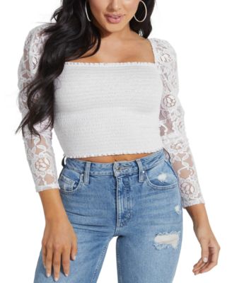 smocked lace top