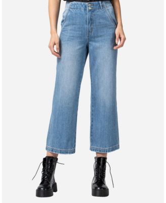 high rise elastic waist jeans