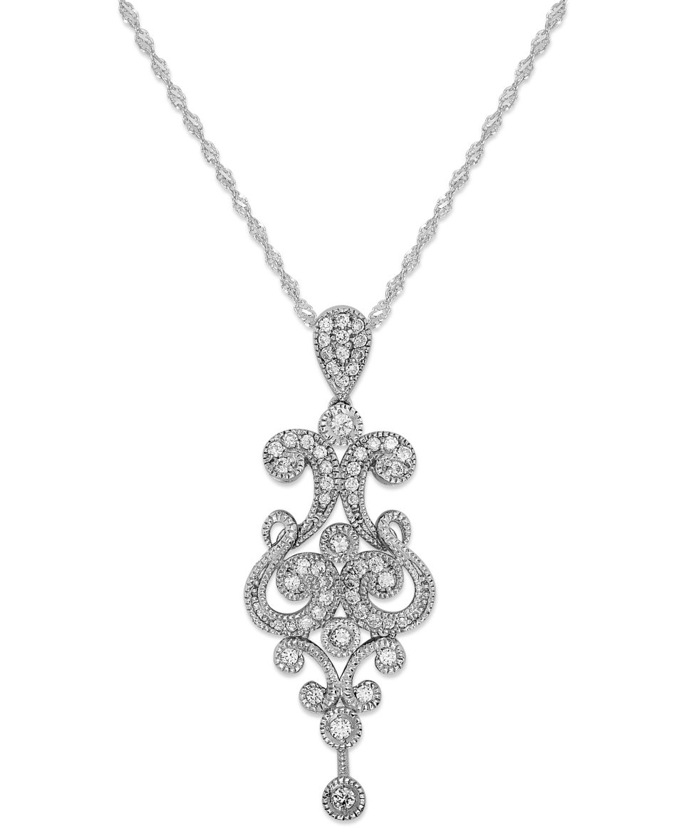 Diamond (1/2 ct. t.w.) Infinity Pendant Necklace in 14k White Gold   Necklaces   Jewelry & Watches