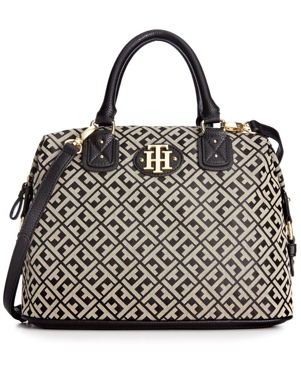 Tommy Hilfiger Handbag, Keepsake Signature Jacquard Bowler Bag   Handbags & Accessories