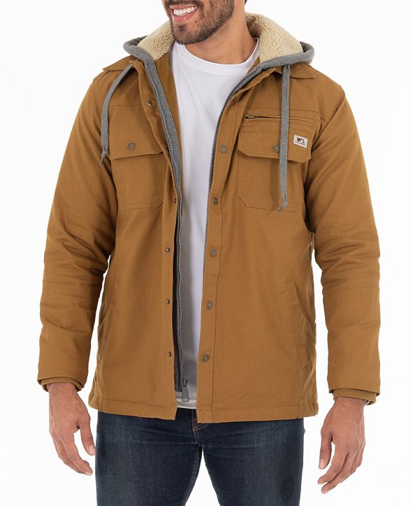Wells Lamont Men's Quilted Lined Flex Canvas Shirt Jacket with Sherpa ...