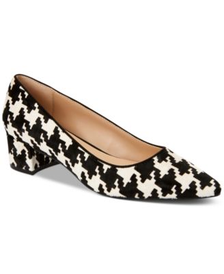 low block heel black pumps