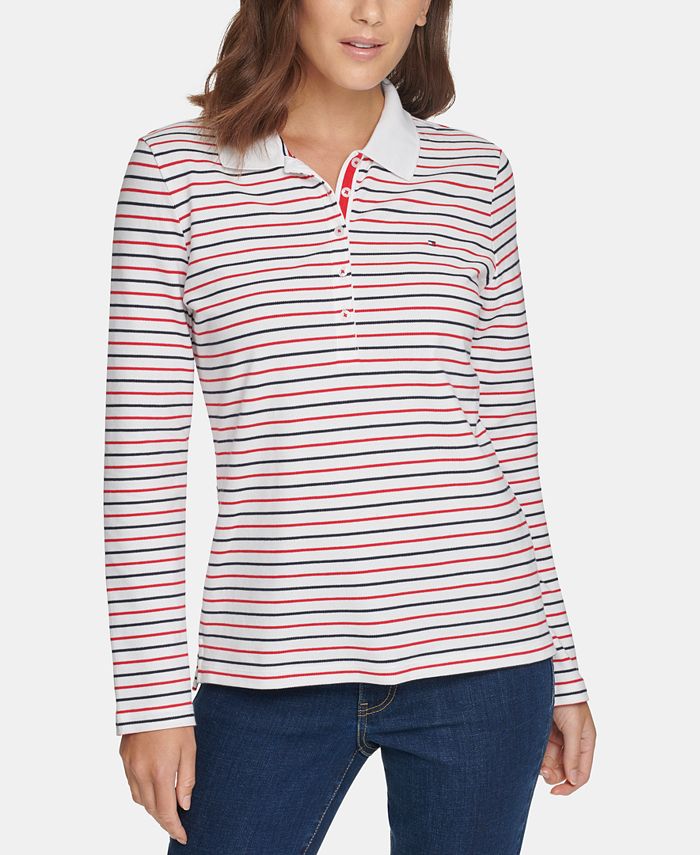 Tommy Hilfiger Long-Sleeve Polo Shirt & Reviews - Tops - Women - Macy's