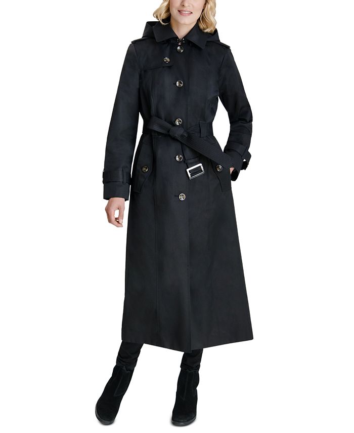 London Fog Petite Belted Maxi Hooded Raincoat & Reviews - Coats ...