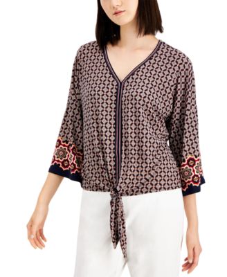 macy's tie front top