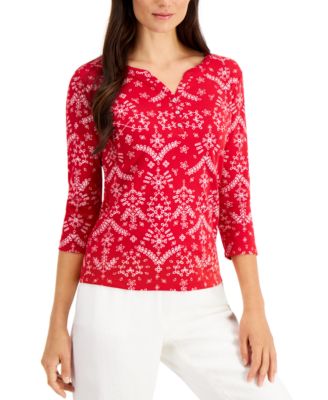 macys petite red tops