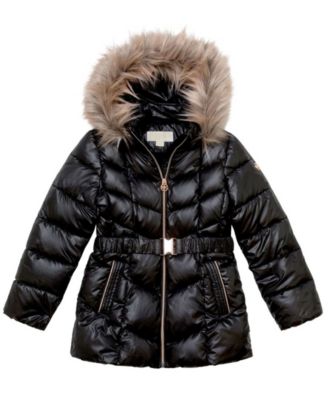 calvin klein big girls belted puffer jacket