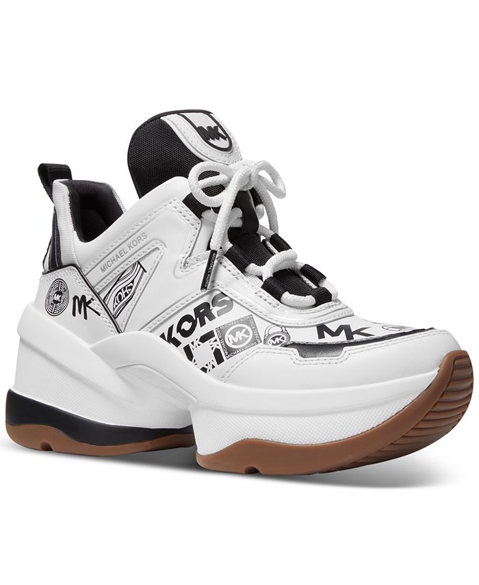 michael kors olympia logo and leather trainer