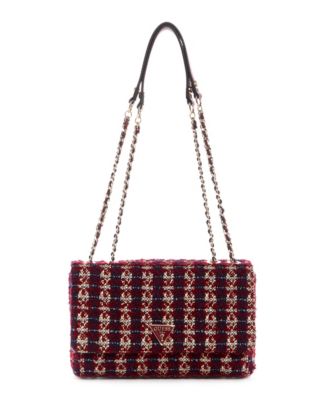 guess tweed ryan shoulder bag