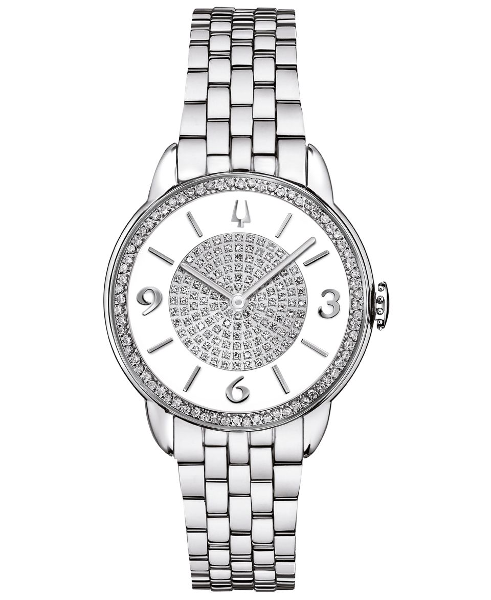 Bulova Womens Diamond (17/20 ct. t.w.) Stainless Steel Bracelet Watch 32mm 96R184   Watches   Jewelry & Watches