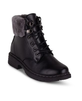 fuzzy lace up boots