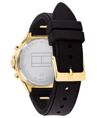 tommy hilfiger watch women's black silicone strap