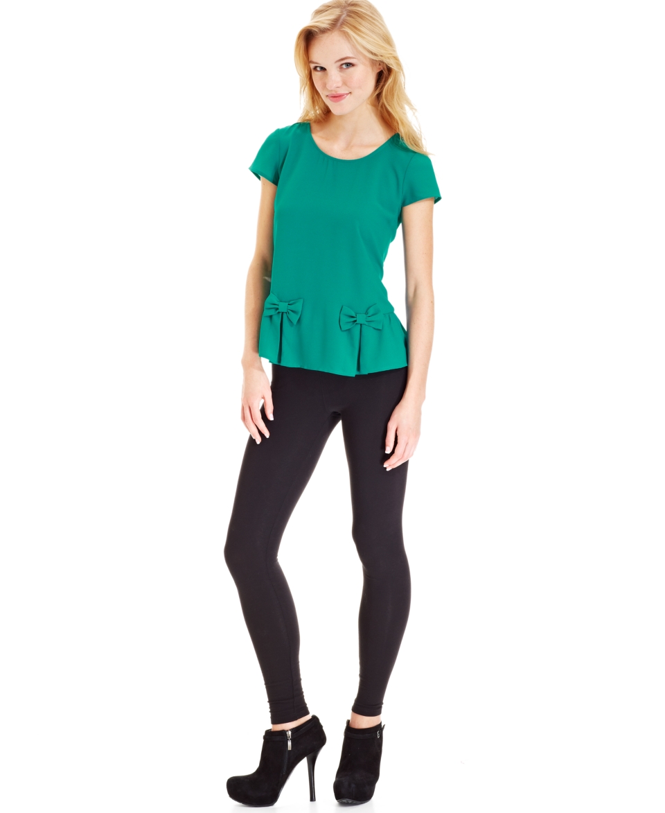 Eric + Lani Short Sleeve Bow Peplum Top & Leggings   Juniors