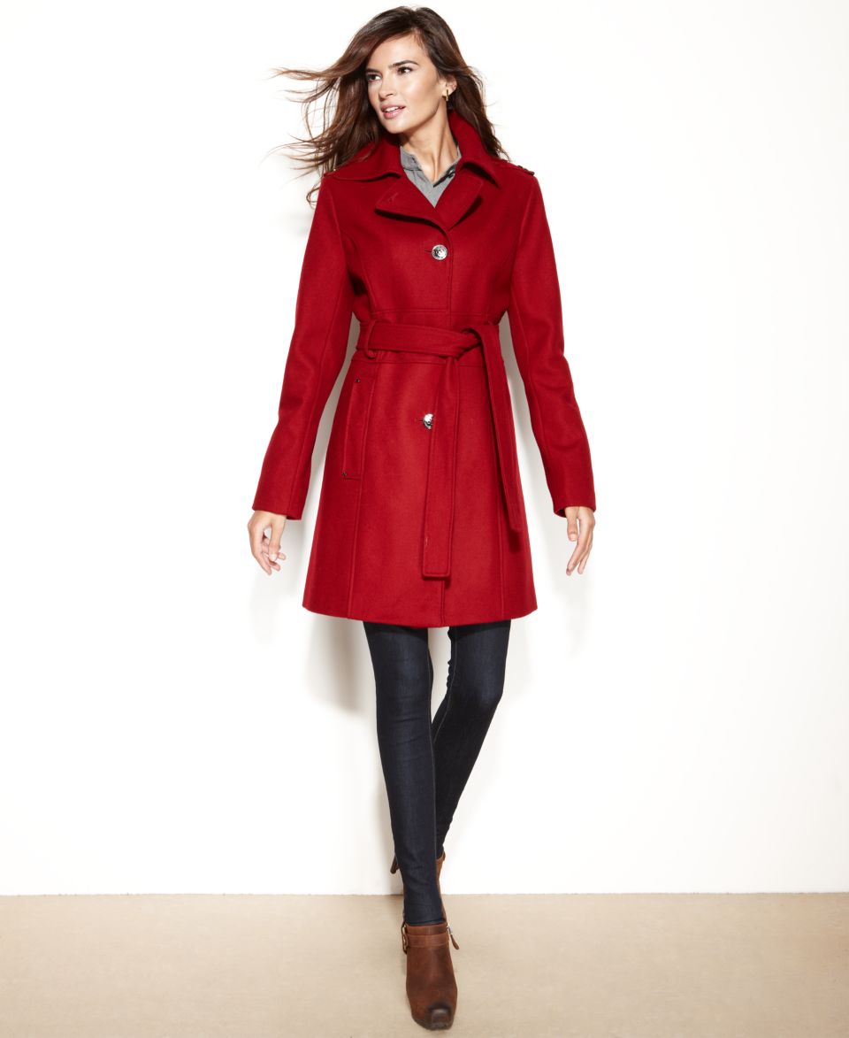 Anne Klein Petite Belted Cashmere Wool Blend Coat   Coats   Women