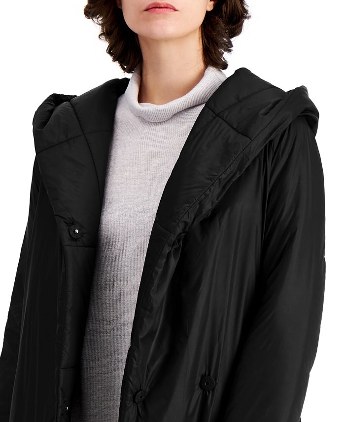 hooded shawl collar coat