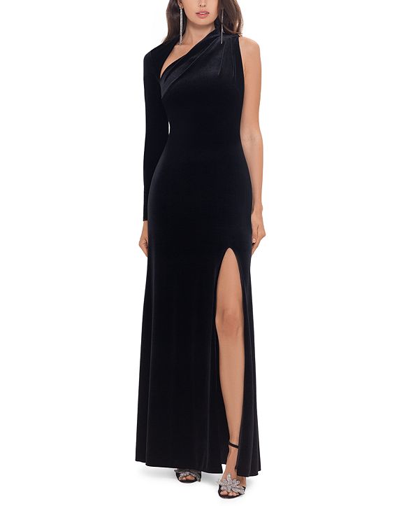 betsy & adam one shoulder gown