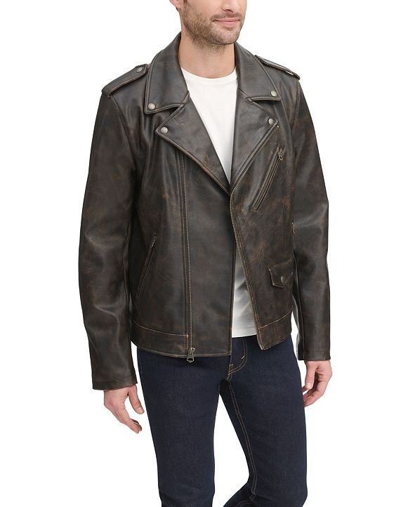 Levi's Men's Washed Faux Leather Asymmetrical Motorcycle Jacket ...