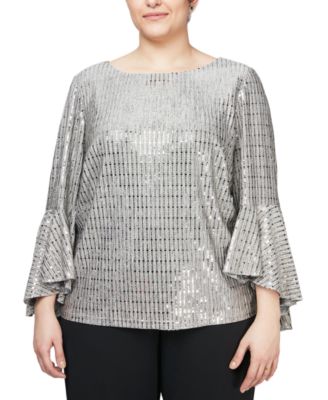 macys silver blouse