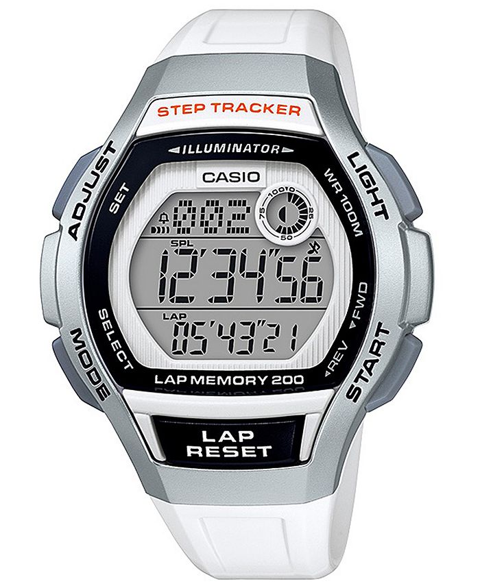 Casio Women's Digital Step Tracker White Resin Strap Watch 38.2mm & Reviews - Watches - Jewelry