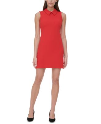 tommy hilfiger scuba crepe grommet top pocket dress