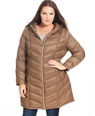 Calvin Klein Plus Size Packable Hooded Quilted Puffer - Coats - Women ...