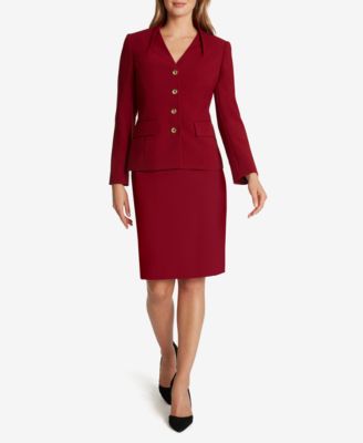 tahari red skirt suit