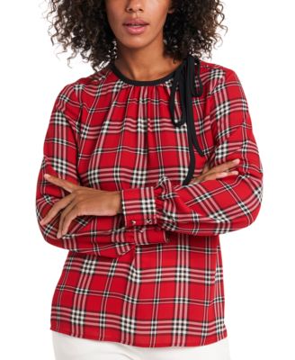 macys womens red blouses