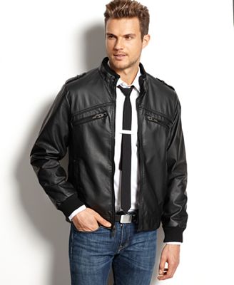 Brave Soul Jacket, Faux Leather Bomber - Coats & Jackets - Men - Macy's