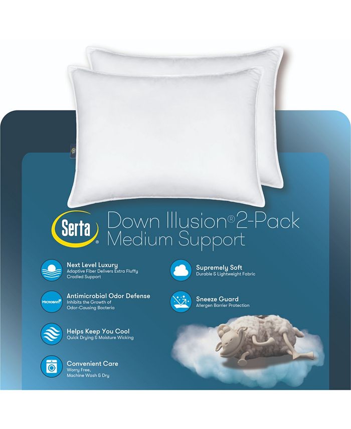Serta Down Illusion Medium Density Pillow 2Pack Jumbo & Reviews