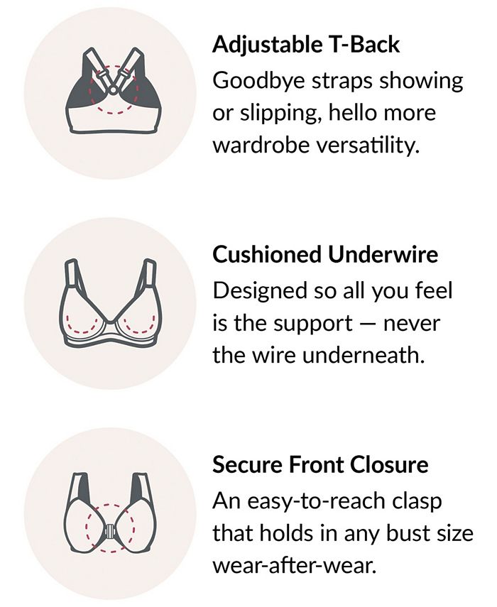 Glamorise Women's Plus Size Wonder Wire Front Close TBack Bra