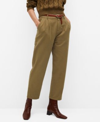 MANGO Women's Cotton Pleated Pants 