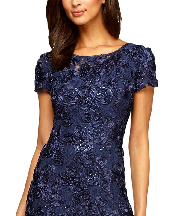 Alex Evenings Rosette A-Line Gown & Reviews - Dresses - Women - Macy's