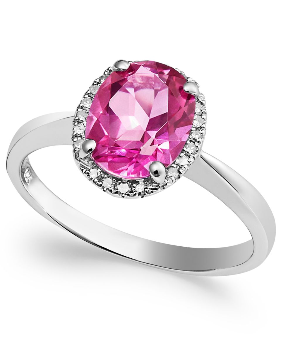 14k Rose Gold Ring, Pink Tourmaline (3/4 ct. t.w.) and Diamond (1/5 ct. t.w.) Ring   Rings   Jewelry & Watches