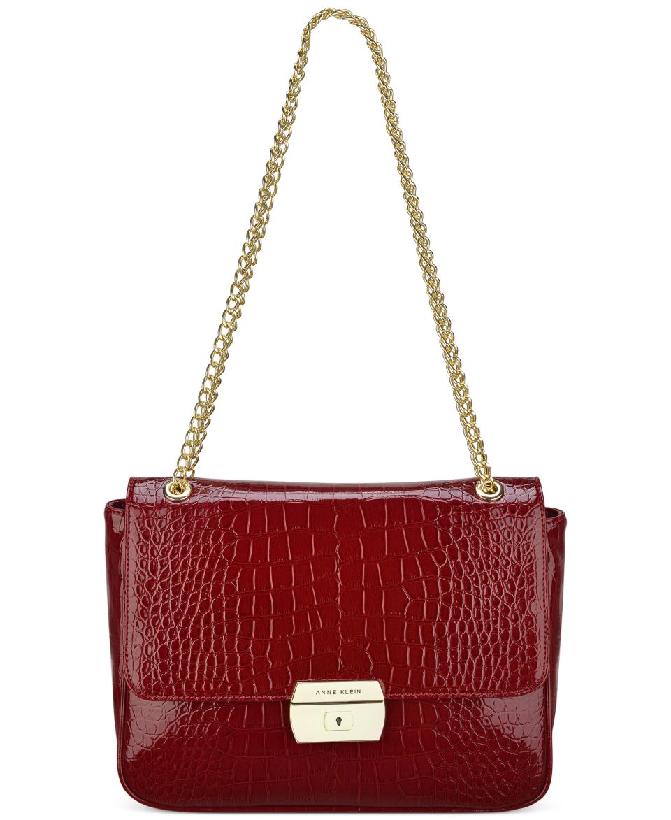 Anne Klein Croco Luxe II Large Flap Shoulder Bag   Handbags & Accessories