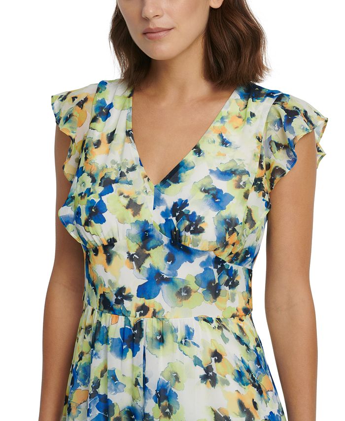 DKNY Ruffled Floral-Print Maxi Dress & Reviews - Dresses - Women - Macy's
