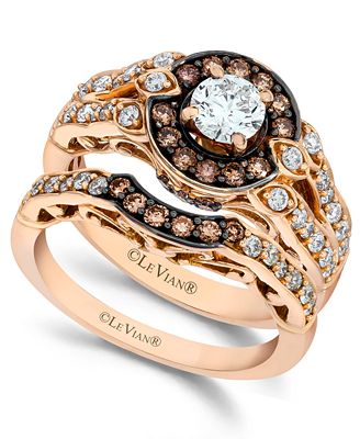 Le Vian Chocolate and White Diamond Engagement Ring Set in 14k Rose ...