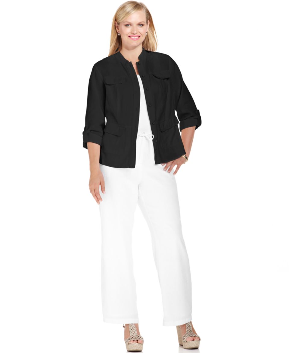 Charter Club Plus Size Textured Button Front Jacket   Jackets & Blazers   Plus Sizes